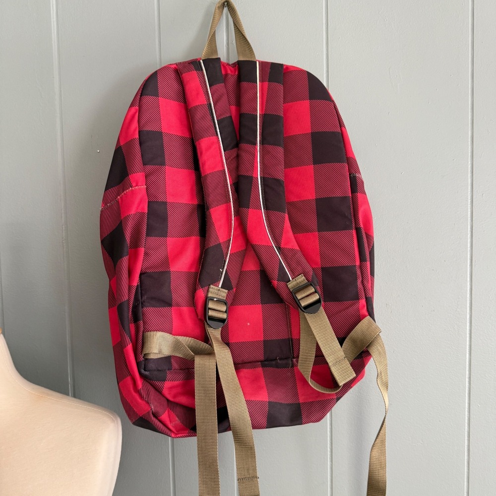 LL Bean Deluxe Book Pack Backpack Red Lap Top Buffalo Plaid 236564 Unisex- READ - Picture 9 of 13